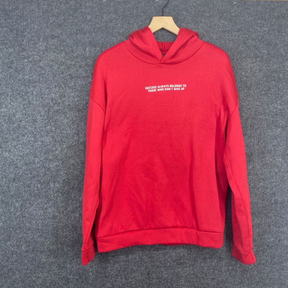 SHEIN Mens Red Rabbit Graphic Hoodie Success Always Belongs To Those Medium